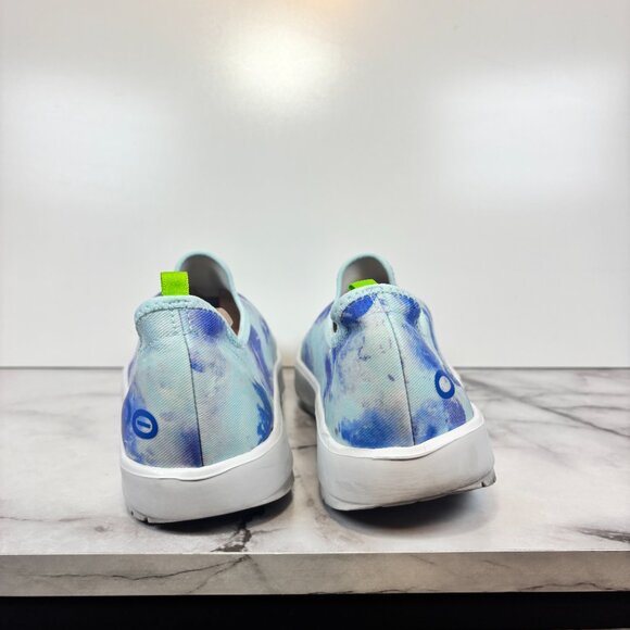 Oofos OOmg eeZee Low Slip On Comfort Recovery Shoe Blue Tie Dye Women's Size 8.5 - Picture 4 of 8